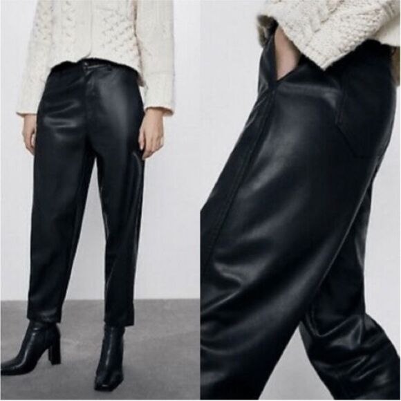 Zara Faux Leather Slouchy Pants - Picture 2 of 10
